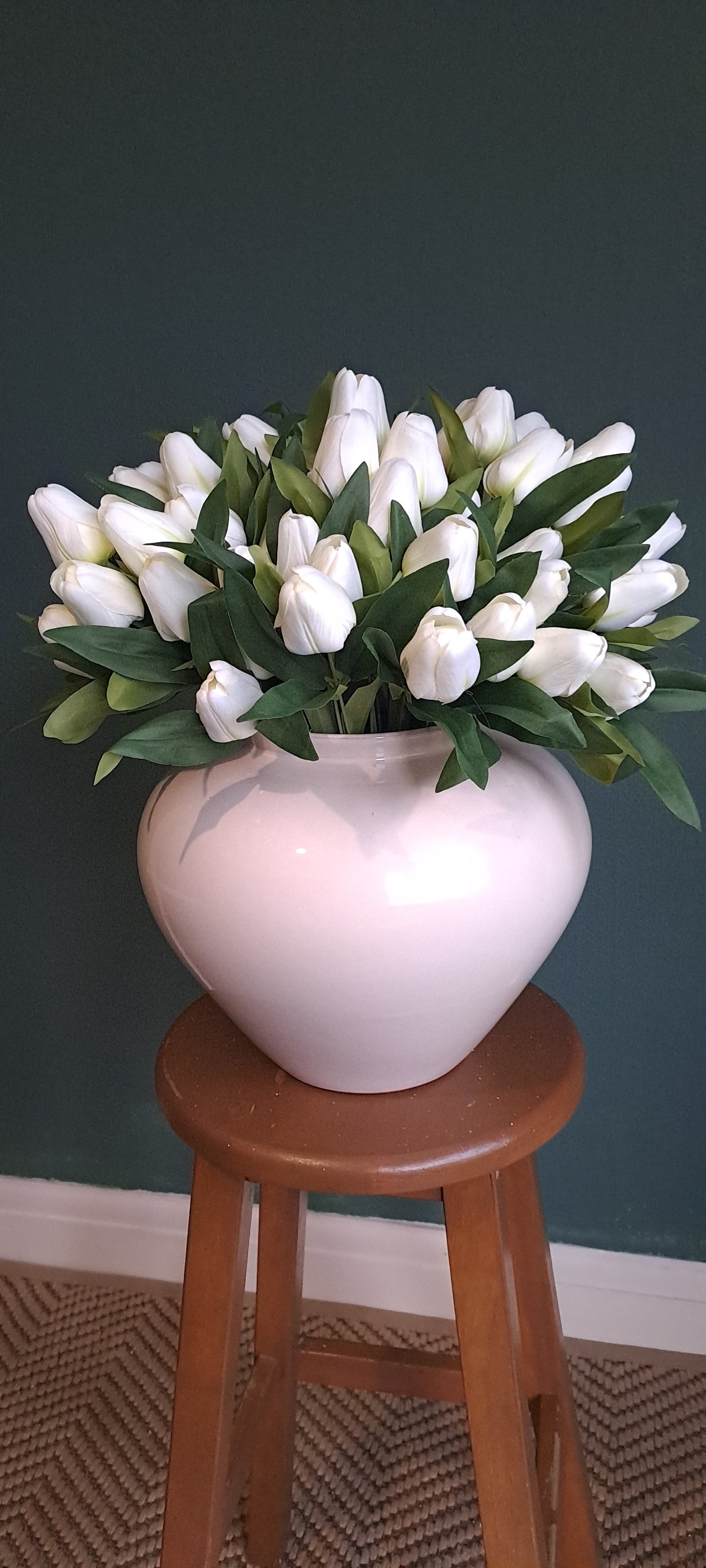 Faux floral stems for extra large arrangement, willow stems, artificial flowers for vase. Spring collection, white tulips