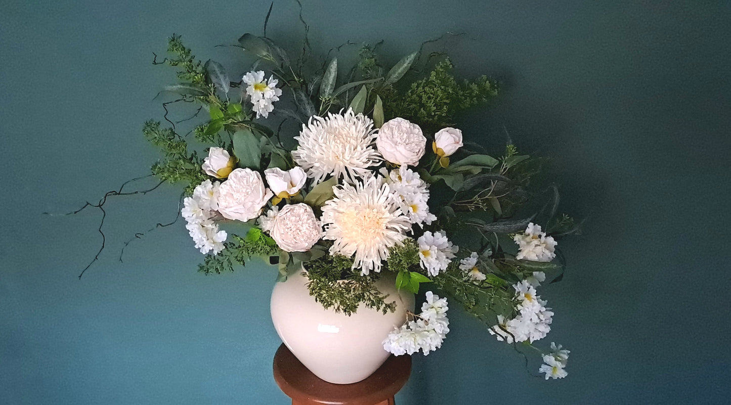 Faux floral stems for extra large arrangement, willow stems, artificial flowers for vase. Spring collection, white and green set 2